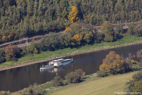 Sächsische Schweiz 2022, Blick von der Festung Königstein auf die Elbe