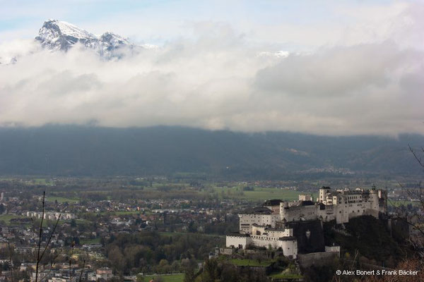 Salzburg 2023, Blick zur Festung Hohensalzburg mit Untersberg