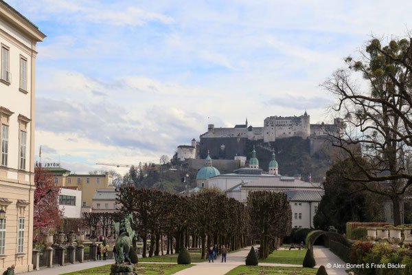 Salzburg 2023, Schloss Mirabell, Mirabellgarten, Blick zur Festung Hohensalzburg