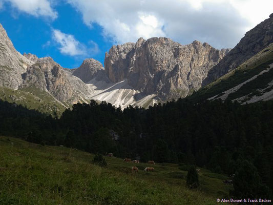 Südtirol 2016, Wanderung Col Raiser, Ciaulonch, Blick zur Muntijela