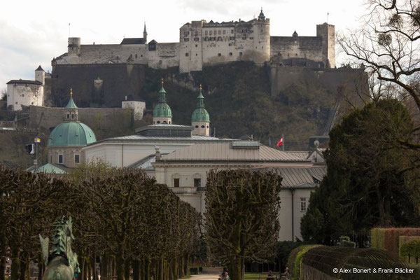 Salzburg 2023, Schloss Mirabell, Blick zum Dom und zur Festung Hohensalburg