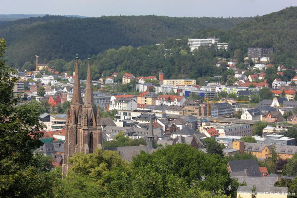 Marburg 2019, Blick vom Schloss zur Elisabethkirche