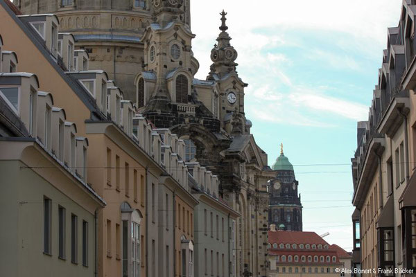 Dresden 2022, Blick von der Brühlschen Terrasse auf die Münzgasse