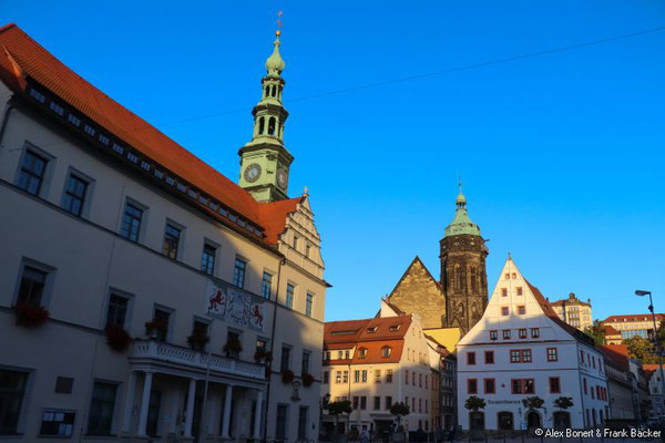 Pirna 2022, Marktplatz mit Rathaus und Marienkirche