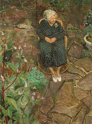 Carel Weight: The old woman in the garden No. 2