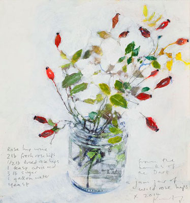 Kurt jackson; A jam jar of wild rose hips