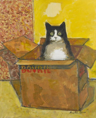 Ruskin Spear: Cat in a Bovril box