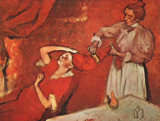 Edgar Degas: a maid brushing a woman's hair