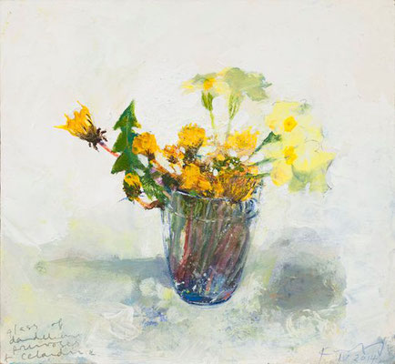 Kurt jackson; Dandelions, primroses and celadine