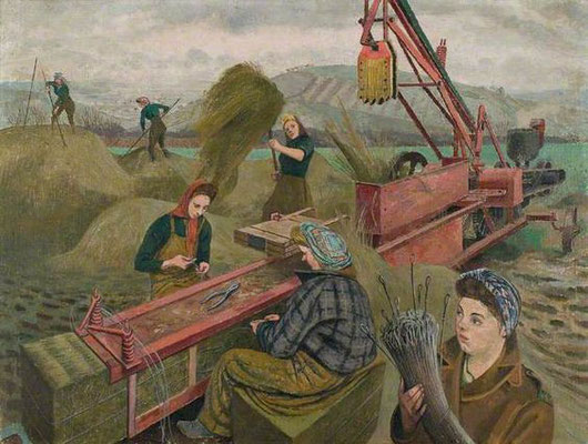 Evelyn Dunbar: Bailing hay