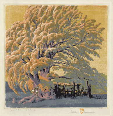 Gustave Baumann: Winter corral, woodcut