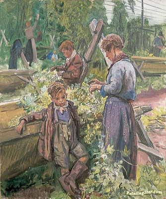 Laura Knight: Hop picking