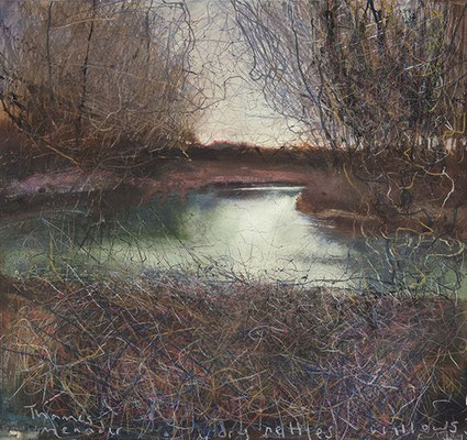 Kurt Jackson: Thames meander, dry nettles and willows