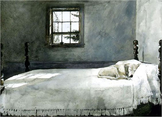 Andrew Wyeth: Dog on bed