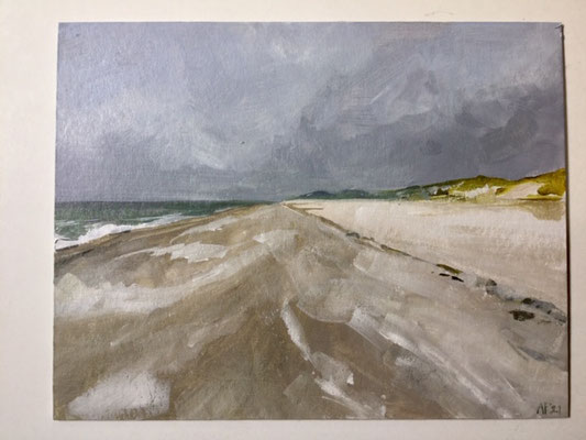 Annette Fienieg: Strand, acryl 19 x 24 cm