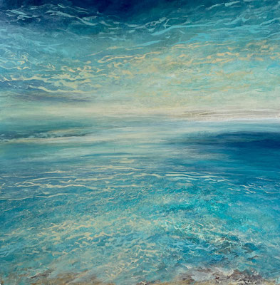 Turquoise Seascape, 2023, Acryl auf Leinwand, 90x90 cm