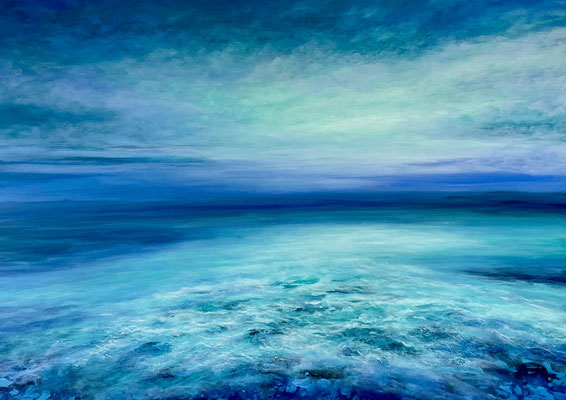 Turquoise Sea, 2023, Acryl auf Leinwand, 100x140 cm