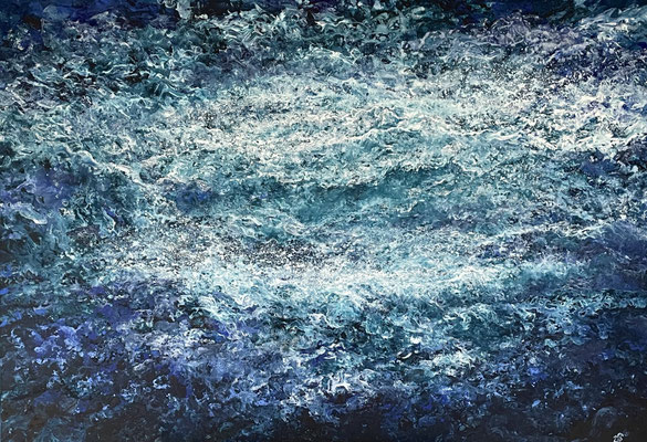 Seas and Tides, 2022, Acryl auf Leinwand, 100x140 cm