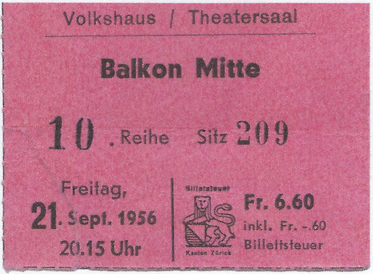 Sidney Bechet - Konzert im Volkshaus Zürich am 21. September 1956