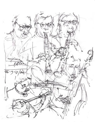 Konzert in der OASE Rümlang am 28. Sept. 2022 - Skizze von Heinz Rüedi - www.heinz-rueedi.ch
