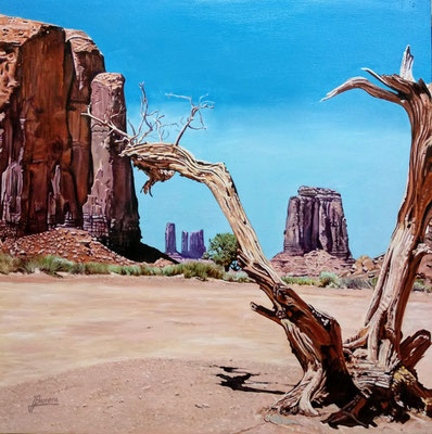 MONUMENT VALLEY - OLEO SOBRE TABLA DE 50x50 cm.  DISPONIBLE