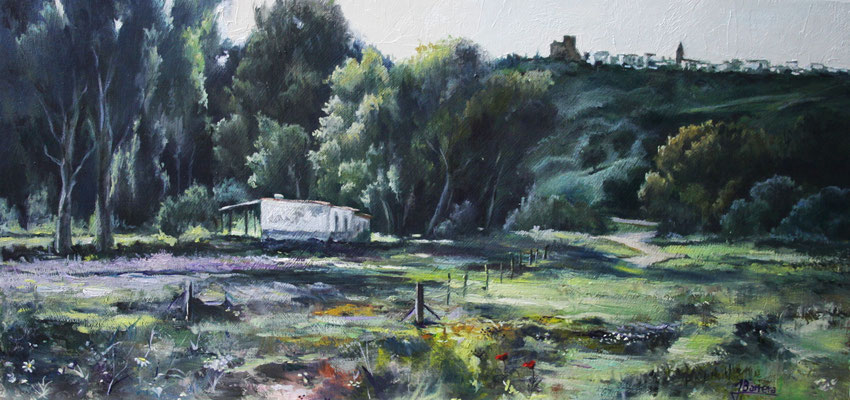 ALCALA DE LOS GAZULES - PAISAJE - OLEO SOBRE LIENZO 40 X 20 cm. VENDIDO - SOLD 