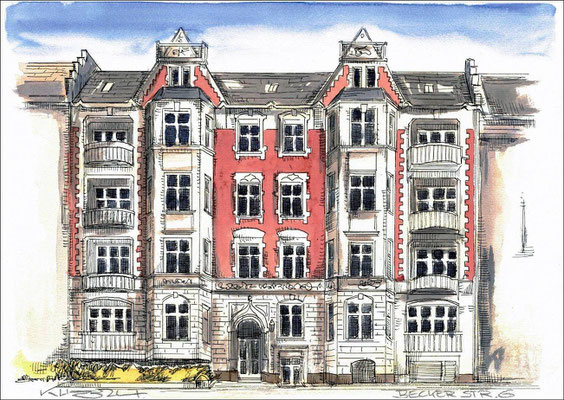 Berlin Beckerstrasse 6 - Feder und schwarze Tusche auf Aquarellkarton 300 g/qm - 42 x 29,7 cm - 2024