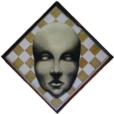 Apparition (I), 2012, acrylique sur échiquier en bois, 28 x 38 cm