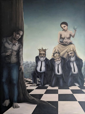 Matins ordinaires à la cime des vagues, 2020-2023, huile sur toile, 130 x 97 cm
