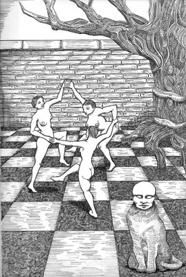 Bacchanale sabbatique, 2017, stylo et encre sur papier, 32 x 30 cm