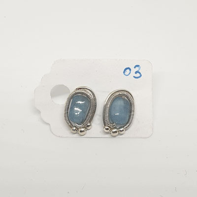Art.Nr.: 03413a, Ohrstecker Swirl mit Aquamarinperlen (€30.-)