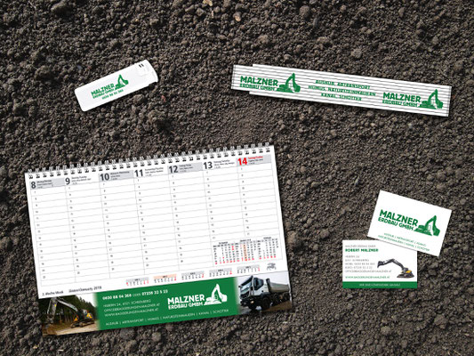 Kalender, Werbemittel, Visitenkarten – Malzner Erdbau GmbH