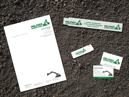 Briefpapier, Werbemittel, Visitenkarten – Malzner Erdbau GmbH