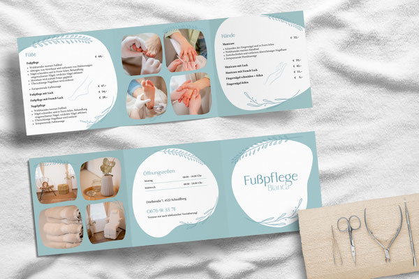 Logo, Business-Fotos, Folder 6-seitig - Fußpflege Bianca