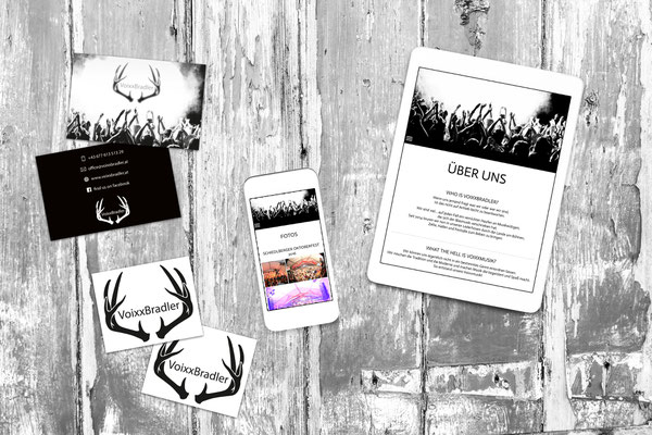 Webseite, Visitenkarten, Aufkleber – Voixxbradler