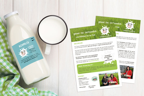 Logo, Produktetiketten, Flyer – Eiersebner Kuhmilch