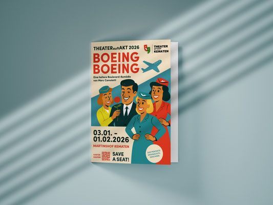 Gestaltung Programmfolder Theatergruppe Kematen – Boeing Boeing