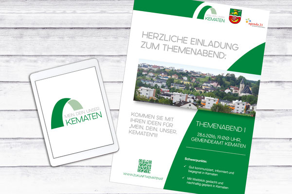 Logo, Folder MEIN. DEIN. UNSER KEMATEN – Gemeinde Kematen an der Krems
