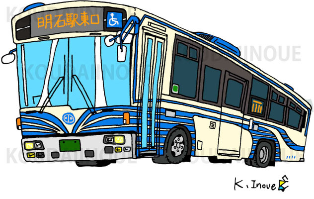 「さよなら市バス塗装車」2017年ペン・cg