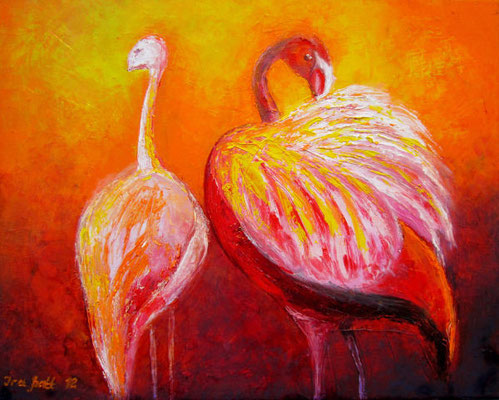 Flamingos oil on canvas 40 x 50 cm, Sold 