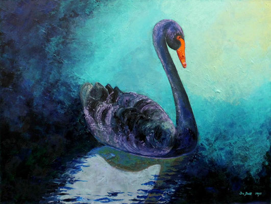 The black swan  oil on canvas  60 x 80 cm.  700 €