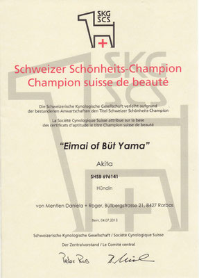 © Akita Zucht "of Büt Yama" | Schweizer Champion