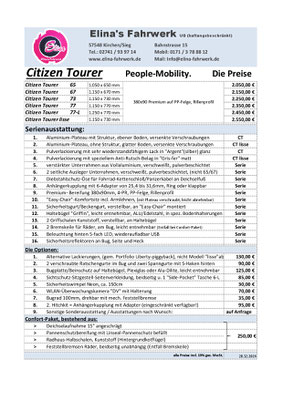 Preisliste Citizen-Tourer