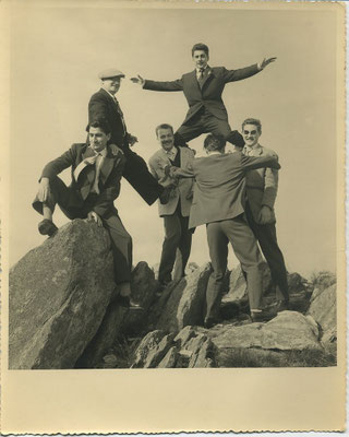 Sortie du BM en 1958. MM Espourteau, Coubère, Roussel, Grateloup Claude.