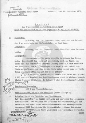 Reisebericht nach Bilbao vom 15. bis 20. November 1938 - Pos. 1-6.