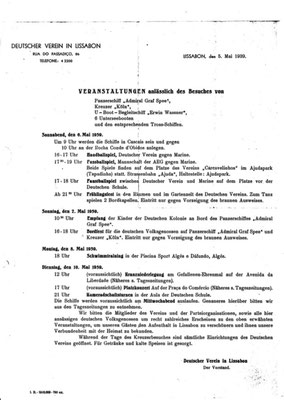 Deutscher Verein in Lissabon - Agenda vom 05. Mai 1939