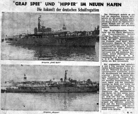 Die Fregatten "Graf Spee" und "Hipper" im Hafen von Bunos Aires.