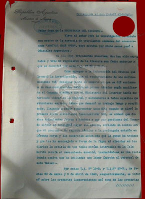 Interner Bericht an das argentinische Marineministerium I.