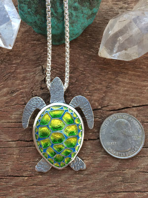 Cloisonne enamel sea turtle