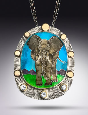 Cloisonne enamel elephant necklace
